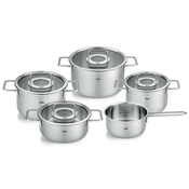 Set posode PURE, set 5 kosov, srebrna, nerjaveče jeklo, Fissler