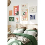 WallXpert set od 8 uramljenih slika Çgs-028, šareni motivi – Matisse kolaž, natpis Good Vibes Only, ptica, kokteli i linijsko lice, beli ram