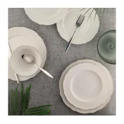 Jedilni set 26 kosov bel/srebrn/kostni porcelan