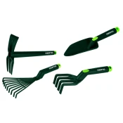 Komplet ročnega orodja 4 kosi iz plastike (grablje, kremplji, lopata, motika/kopa) 15G419