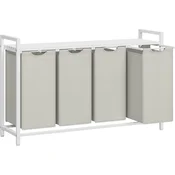 VASAGLE 4 predalni koš za perilo 4 × 40 L, 116 × 33 × 72 cm, kremno bela in mat bela