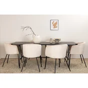 Venture Design Jedilna miza in stol komplet Uno in Berit 74x200x90 cm črna bež