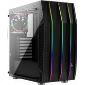 Aerocool MLG Klaw 9 mATX/ITX ohišje, 3x RGB LED ventilator 120/140mm, brez napajalnika - črno