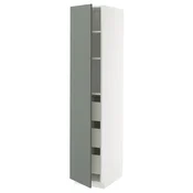 METOD / MAXIMERA Visoki element s fiokama, bela/Nickebo mat sivozelena, 40x60x200 cm