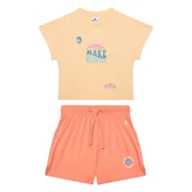 Champion Komplet majica in kratke hlače 405127 Oranžna Regular Fit