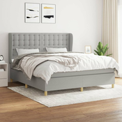 Greatstore Box spring postelja z vzmetnico svetlo siva 160x200 cm žamet
