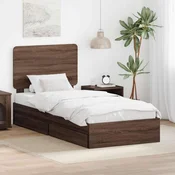Vidaxl Konstrukcija postelje Rjav hrast 75 x 190 cm Konstruiran les