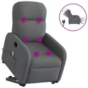 Vidaxl vidaXL Električni masažni stol z dvigalom in naslanjačem, temno siv