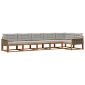 Set vanjskih sofa s jastukom 6 pcs Prirodna i Svjetlosiva