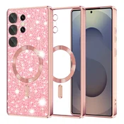 TPU gel ovitek Techsuit Luxury Glitter MagSafe za Samsung Galaxy S25 Ultra - rose gold