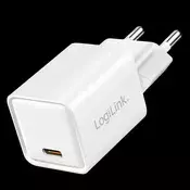 LOGILINK USB-C GaN punjač (PD+QC 3.0). 20 W. bijela