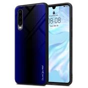 Cadorabo CADORABO Ohišje, združljiv s Huawei - Stripe Optics v kobaltu vijolični - zaščitni pokrov iz silikona TPU in hrbet iz kaljenega stekla, (20570801)