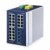 PLANET Industrial L2+ 24-Port Managed Switch IGS-4215-24T4X Upravljano L2+ Gigabit Ethernet (10/100/1000) Aluminij, Modra