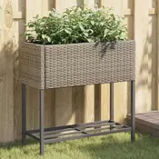 Vrtne sadilice s policom 2 kom sive 70 x 28 x 70 cm poliratan