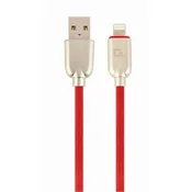 Gembird Polnilni kabel Lightning 8-pin (M) do USB 2.0 (M), vrhunski, z gumijasto pletenico, 2 m, rdeč