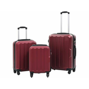 VIDAXL trdi potovalni kovčki 3 kosi vinsko ABS, rdeči