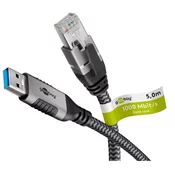 GOOBAY USB-A 3.0/RJ45 5m CAT 6 črn/siv mrežni povezovalni kabel