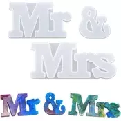 Dardanar Mr & Mrs Smola Silikonski Kalup, Set 3 Mr&Mrs Word Sign Kalupi Epoksi Smolo Kalupi za Pisma za Namizno Dekoracijo, (21199028)