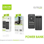 Green Lyca Solar Power Bank 10.000 mAh – Brezžično polnjenje, Solarni panel in Vgrajeni kabli