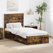 Krevetna konstrukcija s ladicama Dimljeni hrast 100 x 200 cm Smeđa 210 x 101 x 100 cm
