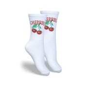 Milena Childrens Youth Socks CHERRIES White