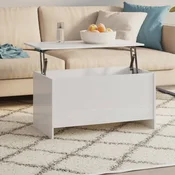 shumee vidaXL Klubska mizica visok sijaj bela 102x55,5x52,5 cm