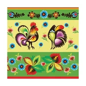 Eko serviete za decoupage Folklore Roosters Green & Cream - 1 kos