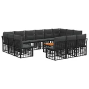 vidaXL vidaXL Zunanja garnitura za sedenje 14 pcs Črna in Temno siva, (5000270343)