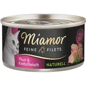 Miamor MIAMOR Feine Filets Naturell Tuna z raki v konzervi - mokra hrana za mačke - 80g