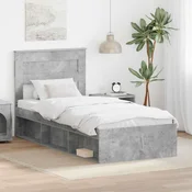 Krevetna konstrukcija s uzglavljem Betonska siva 90 x 190 cm