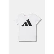 Otroška bombažna kratka majica adidas bela barva, JC9627