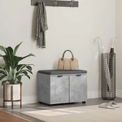 vidaXL Haldna klop z blazino z vrati Betonsko siva 60 x 38 x 46 cm