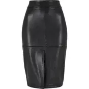 Womens pencil skirt made of synthetic leather black
