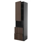 METOD/KNIVSHULT Visoka omara za mv pečico+1 vr/2 pr, črno siva/Sinarp rjava, 60x60x240 cm