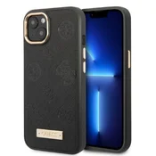 Ovitek Guess GUHMP13MSAPSTK za iPhone 13 6.1 črn/črn Peony Logo Plate MagSafe