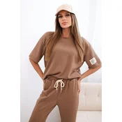 Kesi Włoski Womens viscose set with short sleeves and trousers camel