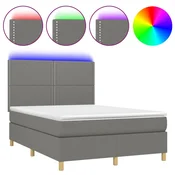 Krevet box spring s madracem LED tamnosivi 140x190 cm tkanina