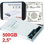 GEMBIRD HDD 2.5 * 500GB SET USB 3.0 SATA eksterno kuciste + 500GB WD5000LUCT SEAGATE EE2-U3S9-6 (1899)