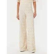 TWINSET Hlače iz tkanine 251TP2409 Bež Wide Leg