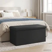 vidaXL Zložljiva shranjevalna klop Siva 180 kg 80 L 77 x 38 x 38 cm