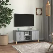 TV ormaric s drvenim nogama boja sivog hrasta 103,5x35x50 cm