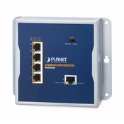 Planet WGS-E304PT IP30 Industrial 1-Port 95W 802.3bt PoE++ to 4-Port 802.3at PoE+ Wall-mounted Extender (-40 to 75 C, Standard/VLAN/Extend mode, fanless desing, wall mounting, magnetic wall mounting o