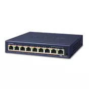 PLANET 8-Port 10/100/1000 Gigabit 802.3at POE Ethernet Switch plus 1-Port Gigabit Ethernet Switch (100W POE Budget with External Power Supply) (GSD-908HP)