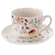shumee MAKI bela porcelanasta skodelica s krožnikom 260 ml