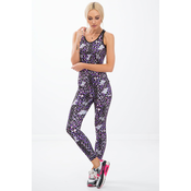 Colorful sports leggings in geometric shapes / purple
