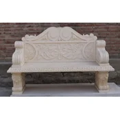 Casa Padrino Luxury Baroque Marble Garden Bench Beige 179 cm - Baroque marble garden furniture