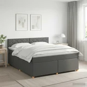 vidaXL Postelja boxspring z vzmetnico Temno siva 140 x 200 cm Blago