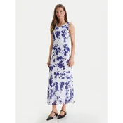 Calvin Klein Večerna obleka Printed Chiffon Sl Cowl LV044F029G Bela Regular Fit