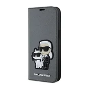Karl Lagerfeld Etui Karl Lagerfeld Saffiano Karl&Choupette za iPhone 14 - srebrni
