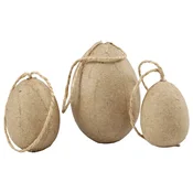 Handmade paper maché jajca z vrvico - set (velikonočna)